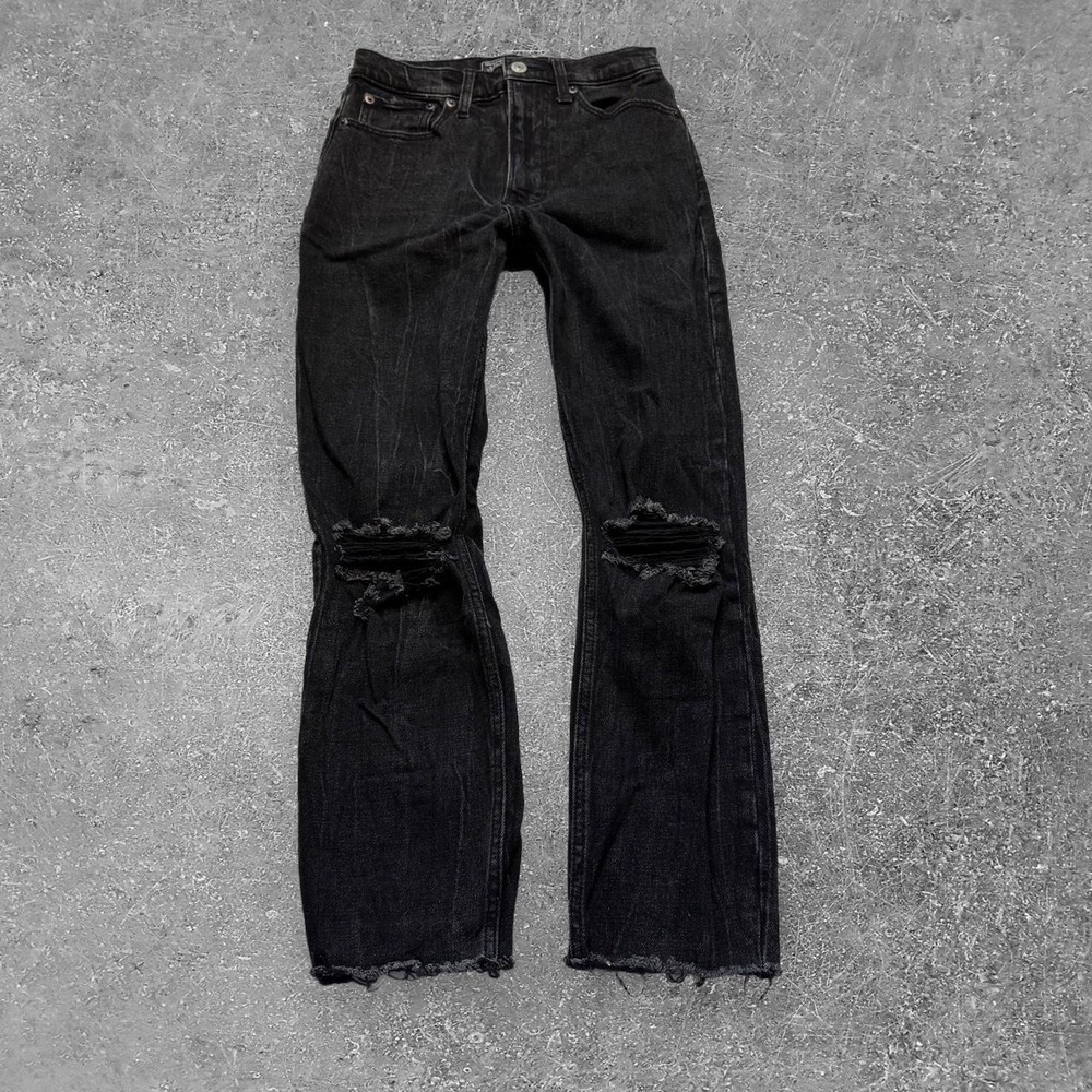 Abercrombie & Fitch Ultra High Rise Mom Jeans Black Distressed Size 0 25 Short
